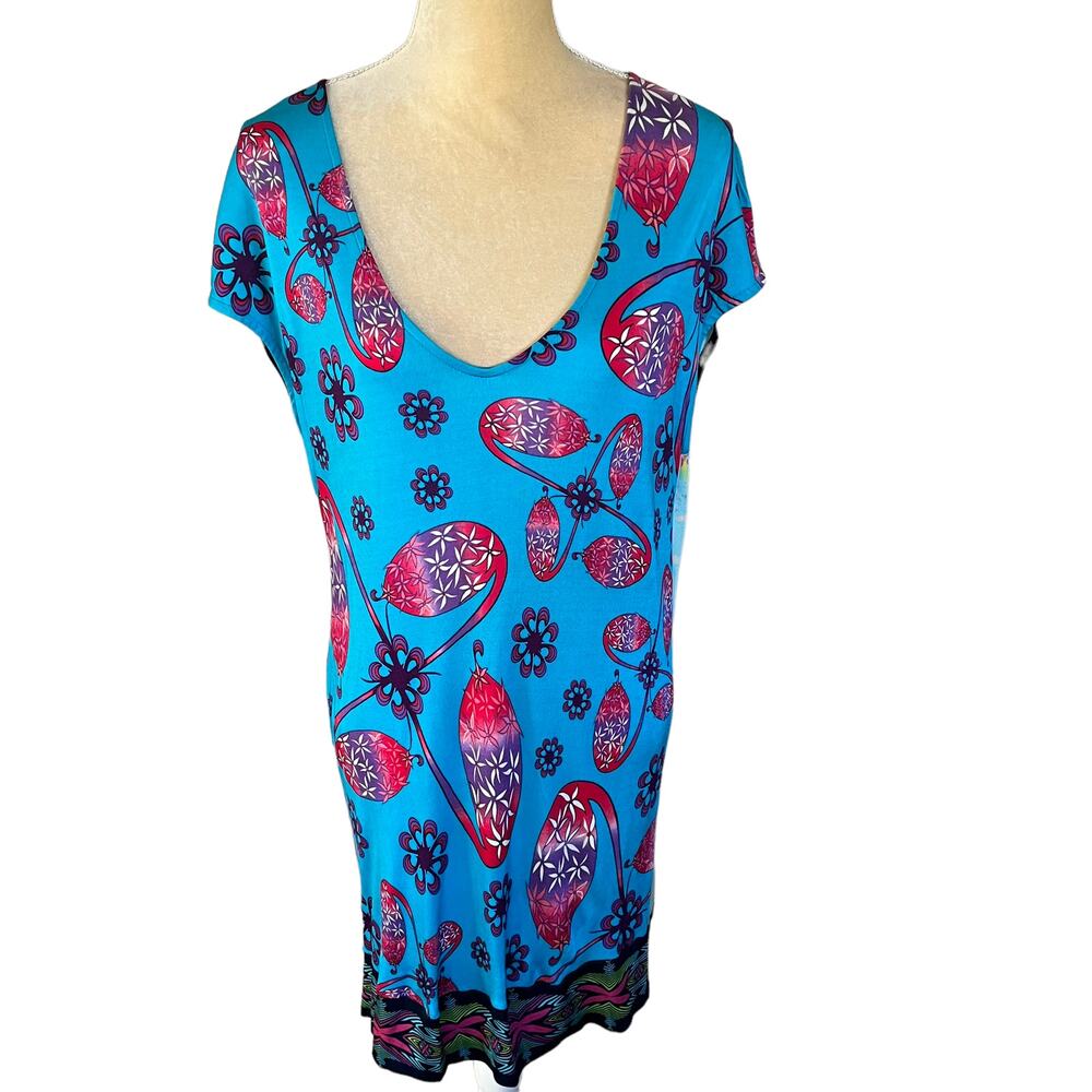 Custo Barcelona Dress Size 4 Large Viscose Artsy Colorful Slinky